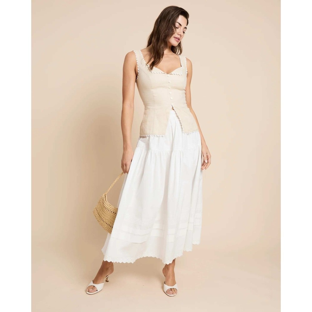 NWT o.p.t Beth Eyelet Detail Cotton Maxi Skirt in White - Size 2 - Picture 6 of 9